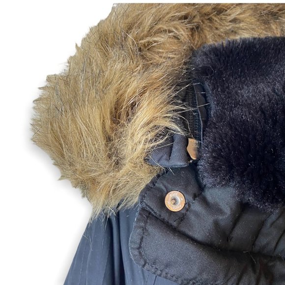 TNA Black Aspen Parka Long Brown Fur Trim Winter Jacket - Picture 8 of 16